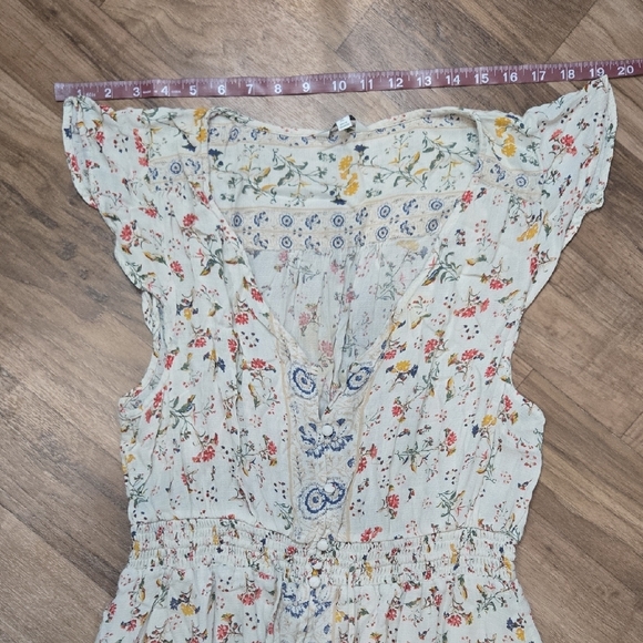 Lucky Brand Blue and Pink V-Neck Flutter Sleeve Midi Dress - Picture 6 of 16